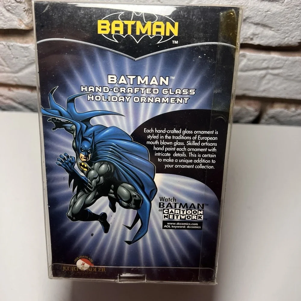 Vintage Kurt Adler Batman Hand Crafted Glass Christmas Ornament Boxed DC Comics*